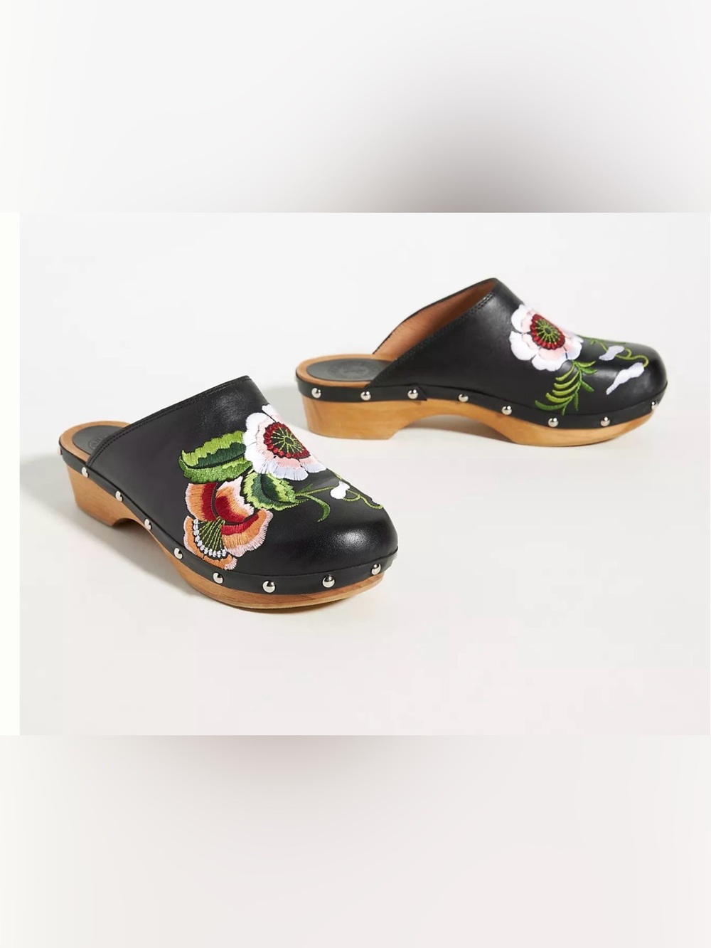 Penelope Chilvers for Anthropologie floral embroidered clogs sz 42 11